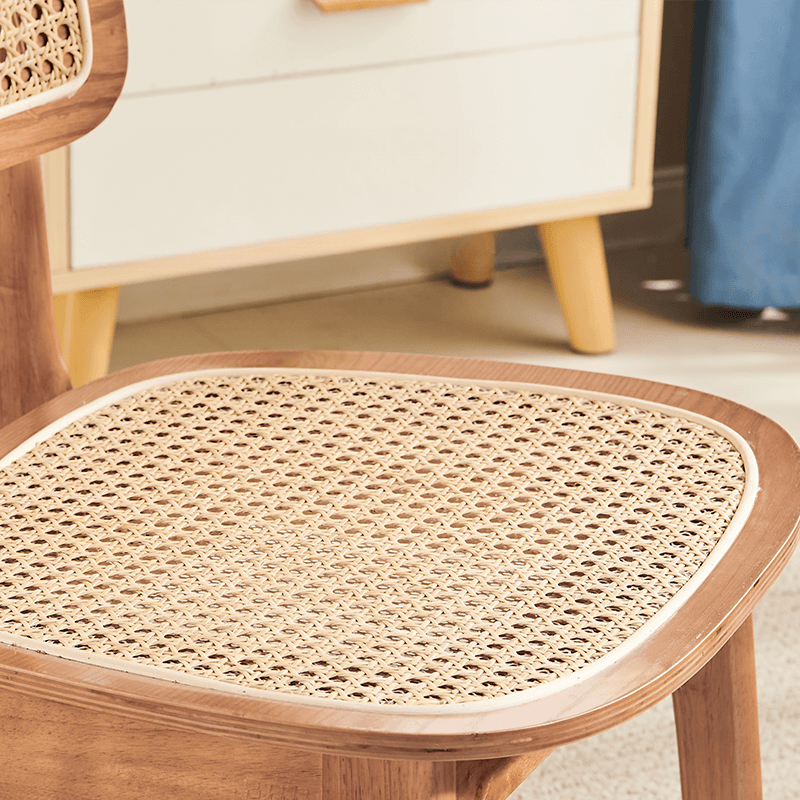 Leatherette/Wood/Rattan Entwined Balanced Armless Chair with Uncovered Back and Timber Legs in Sepia/Ink/Wood Color in a Scandinavian Style - image 19