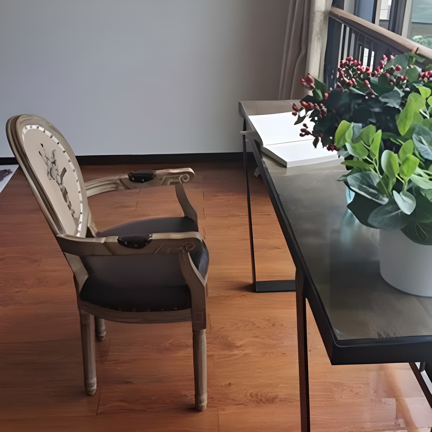 Solid Wood Country Style Dining Room Chair Matte Finish King Louis Back Side Chair - image 27