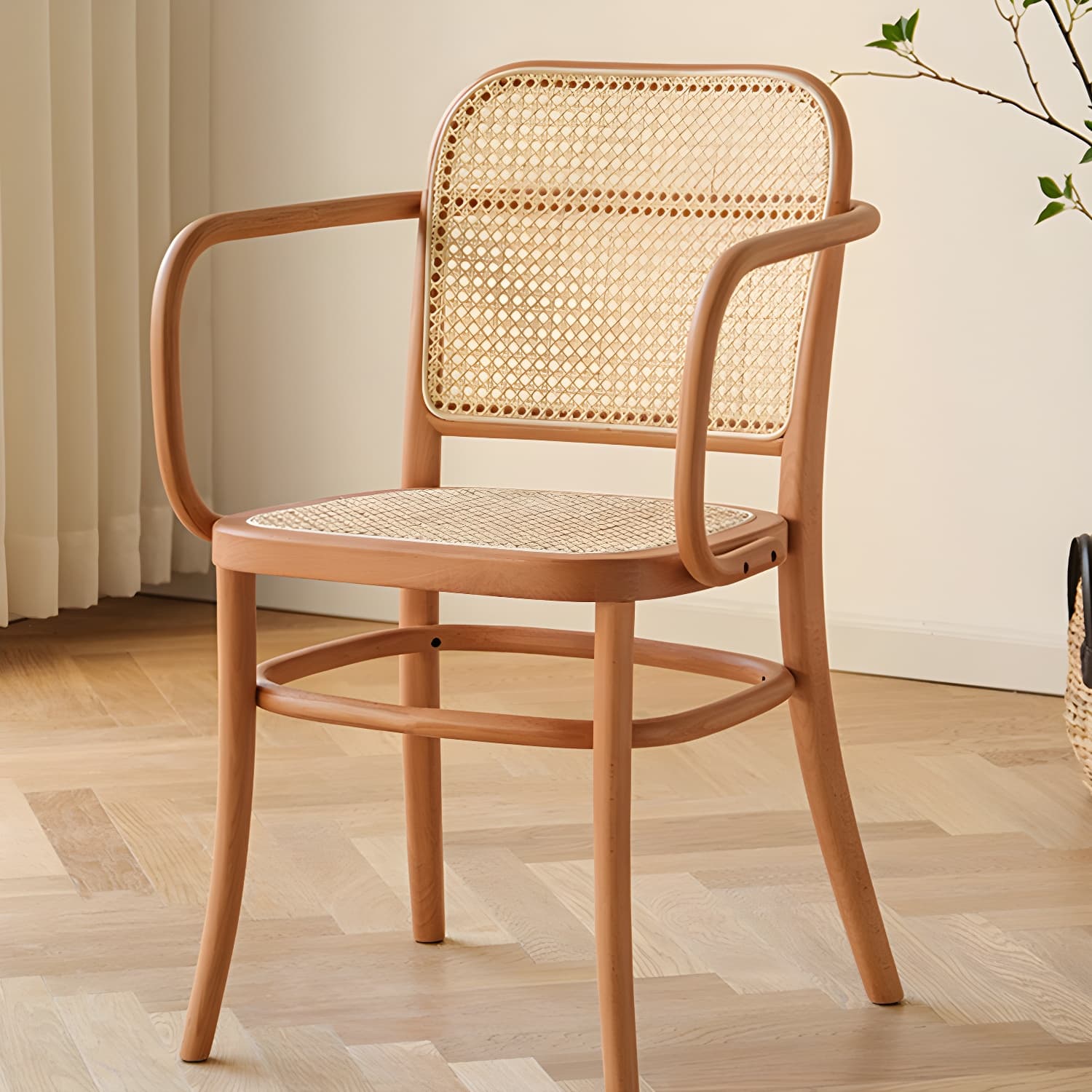Traditional Style Dining Chair Solid Wood Cane Back Dining Room Chair - image 3