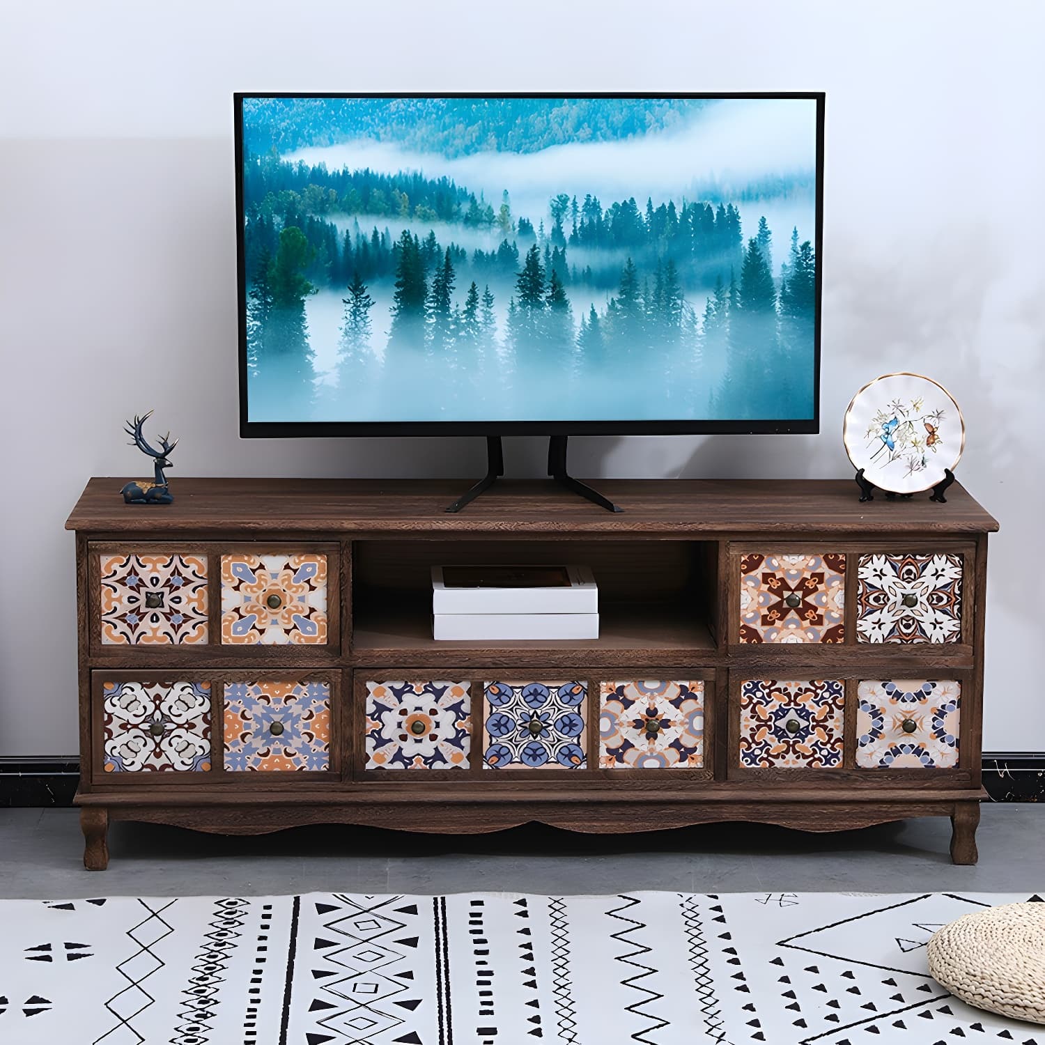 Mid-century Modern 22.83"H Solid Wood TV Media Console with Drawers - image 5
