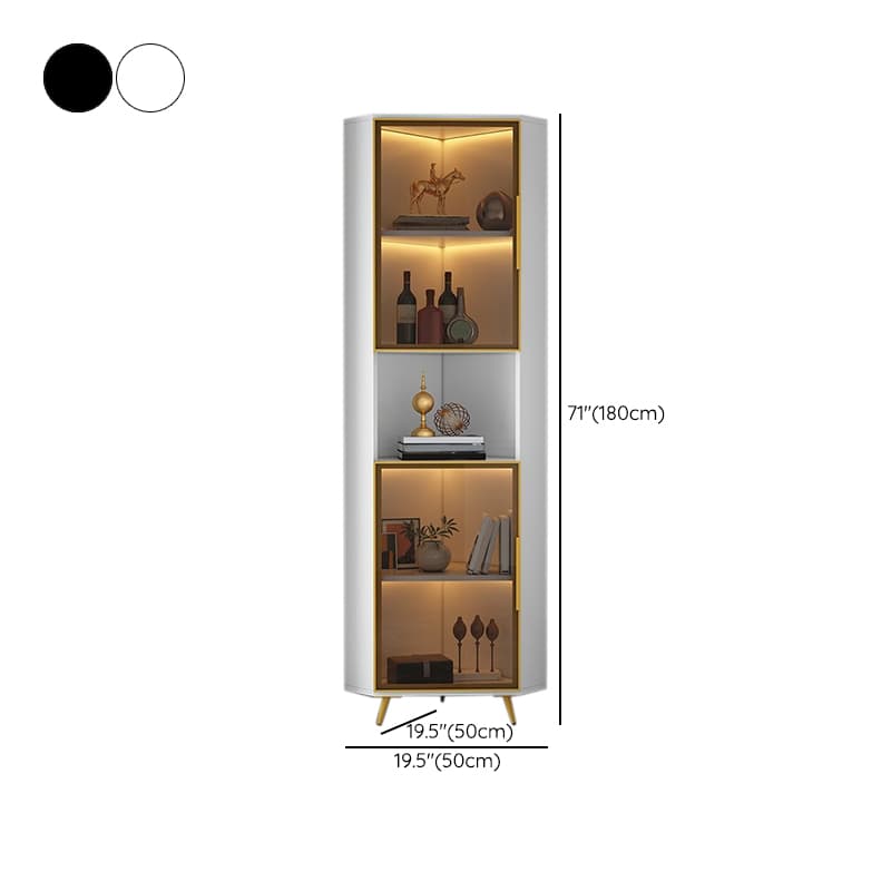 Contemporary Wood Corner Accent Cabinet with Clear Glass Doors, Metal Legs and Interior Shelves - image 26