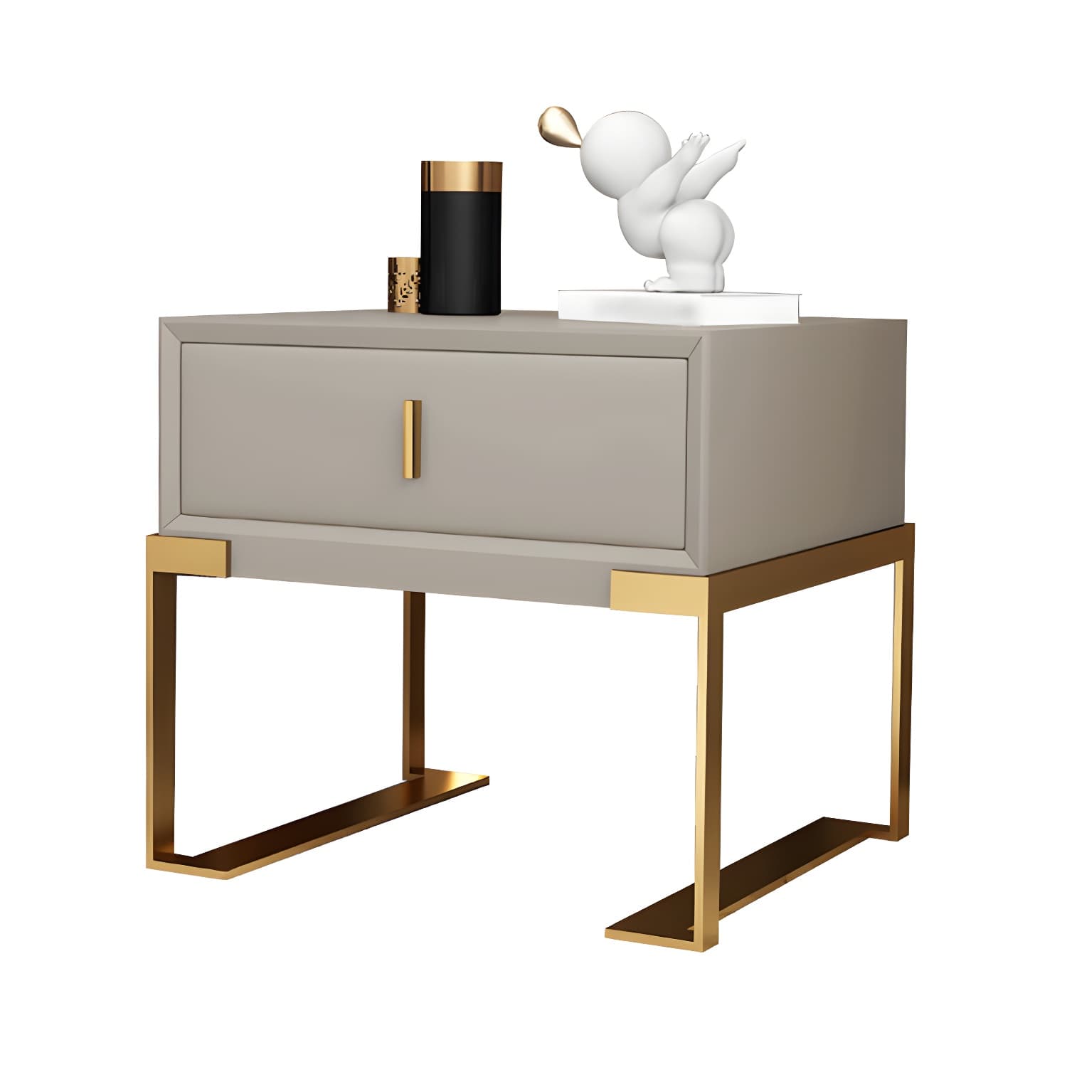 20'' Tall Glam Accent Table Nightstand Drawer Storage Faux Leather Nightstand with Legs - image 15