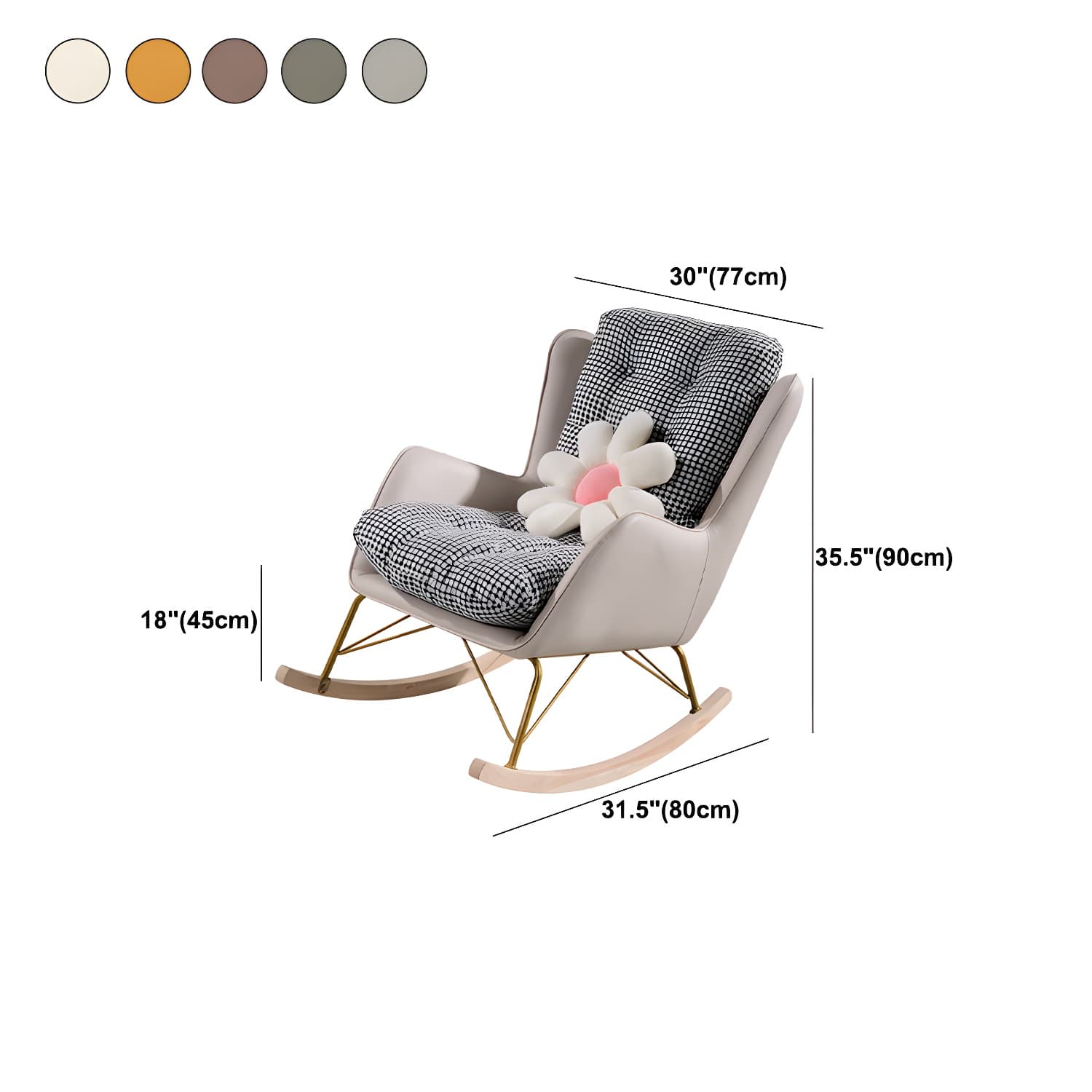 Modern Rocking Chair Metal Frame Doll Cotton Filling Spindle Rocker Chair - image 16