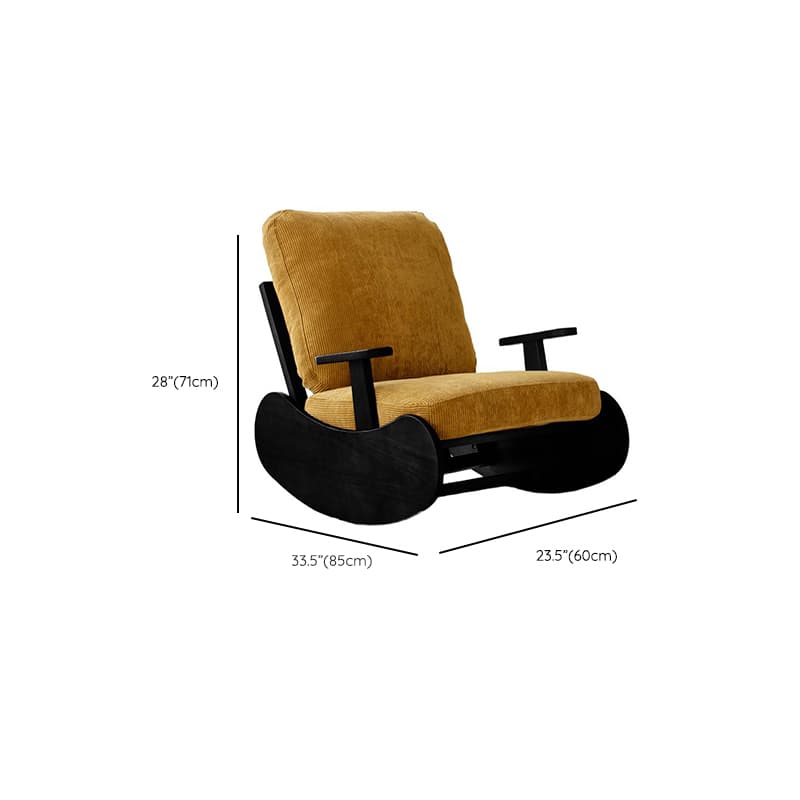 Black/Jade Green/Ivory Art Deco Upholstered Rocking Armchair with Recessed Arm - image 22