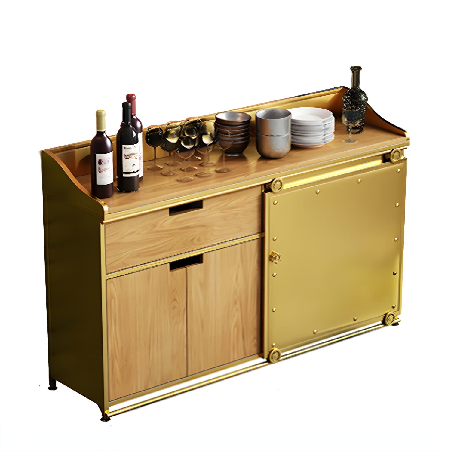 Modern Style Side Board Metal Sideboard with Sliding Door for Kitchen