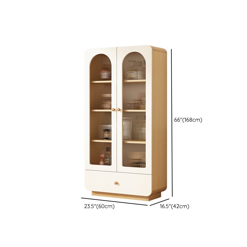 Modern White Lumber Narrow Sideboard with Single Drawer, 4 Shelves/Three Internal Shelves/Two Internal Shelves, Glass-panel Door - image 12