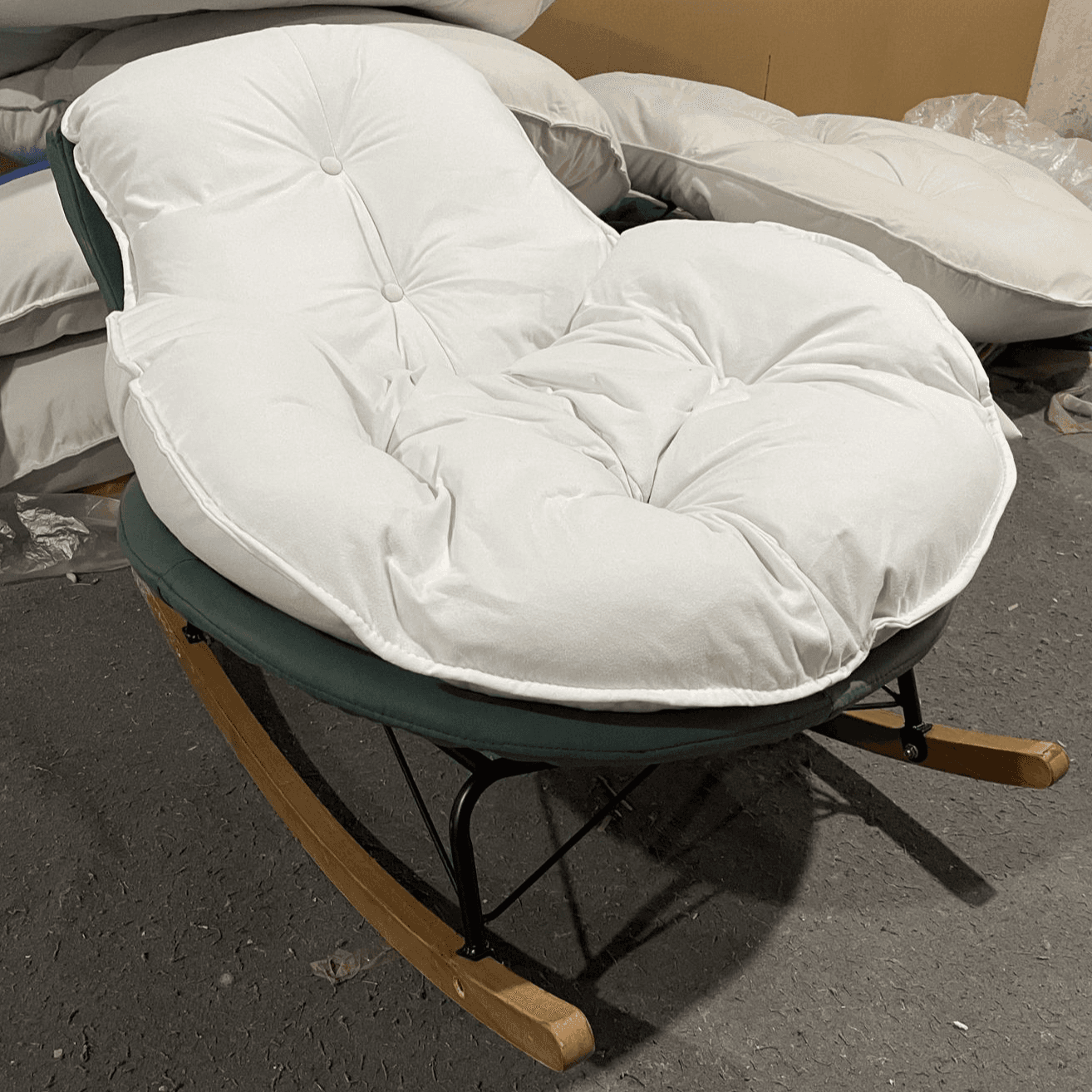Modern Butter Color/Grey/Auburn Upholstered Padded Rocking Seat with Flared Arm, Scratch-repellent - image 9