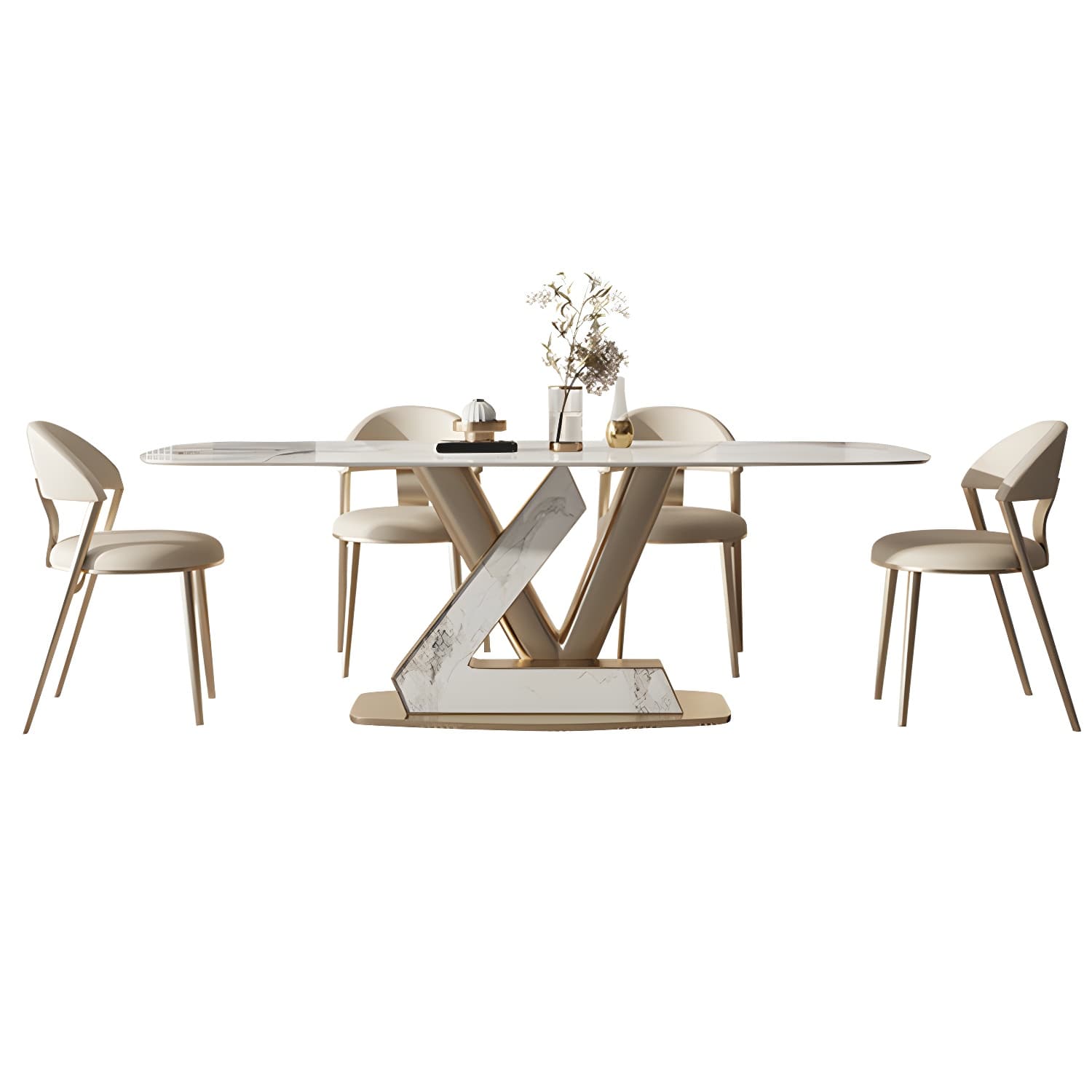 Glam Style Rectangle Table Set 1/4/5/7/9 Pieces Dining Set for Home Use - image 11