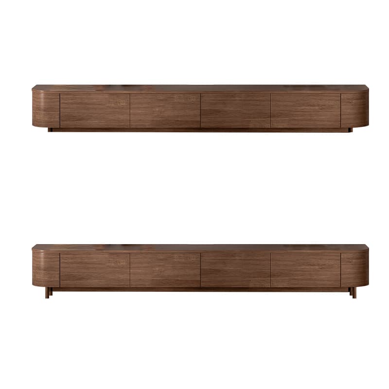 Simple Real Wood TV Stand with 4 Cabinets/3 Cabinets, 2 Drawers and Shelf - image 9