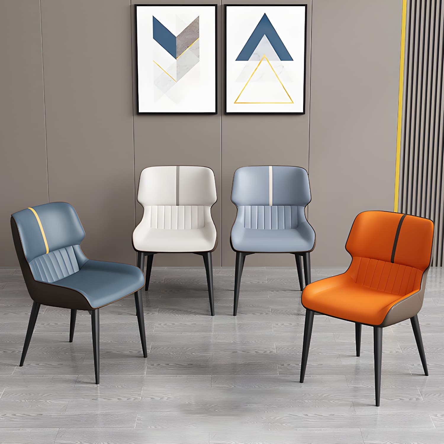 Contemporary Home Wingback Side Chair Matte Finish Leather Dining Chair - image 17