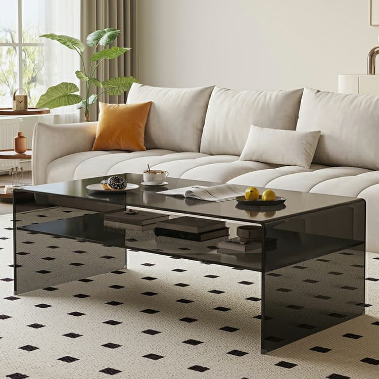 Rectangular Glass Modern Coffee Table with Transparent Top and Sleek Glass Base - image 4