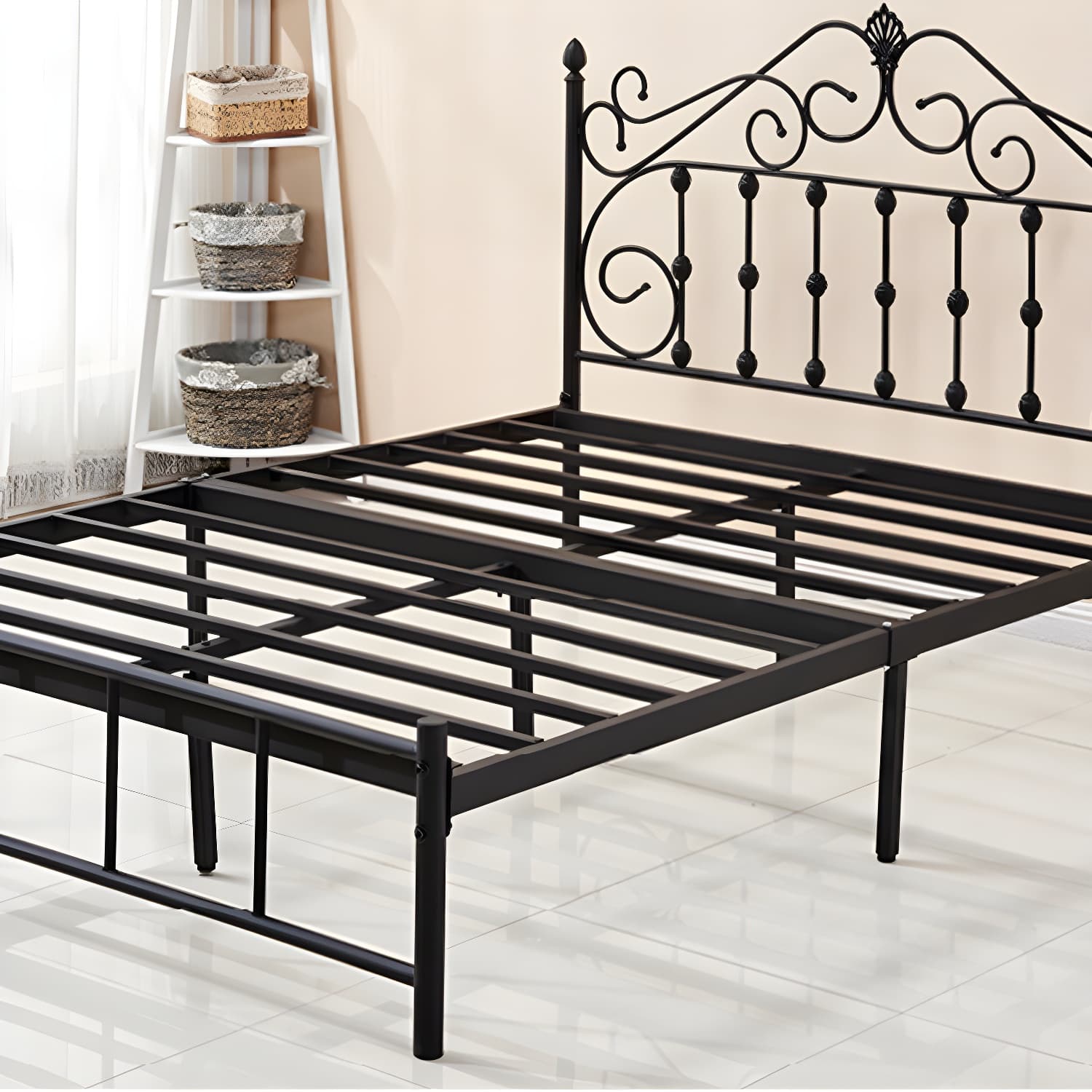 Glam Style Metal Iron Material with Headboard Gold/black/white Bed - image 13