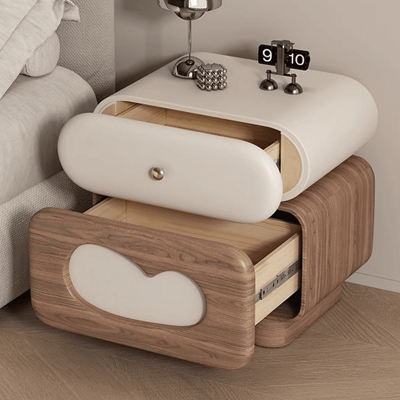 Organic Modern 2 Tiers Swivel Nightstand With Drawer Organization in Natural Wood - image 10