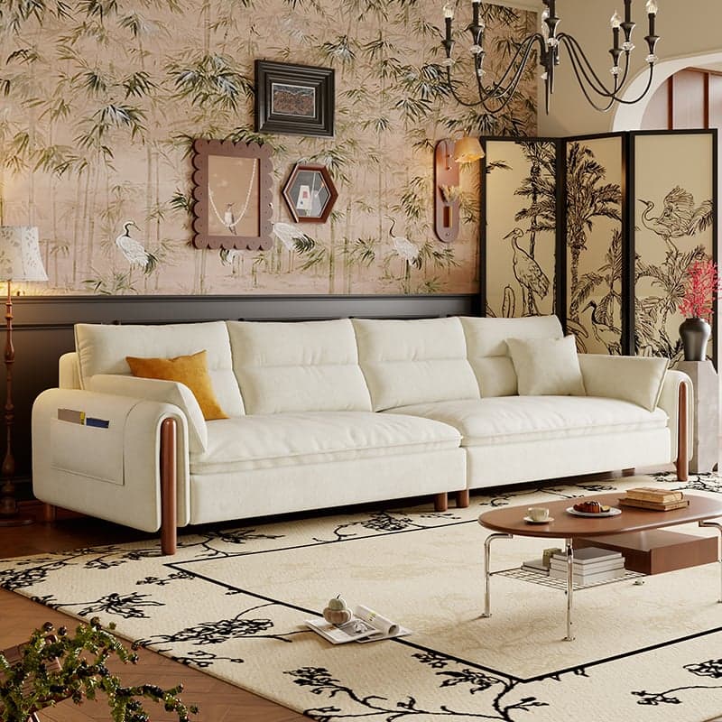 Antique Straight Sofa Chaise for 6, Horizontal Orientation with Round Arm - image 4