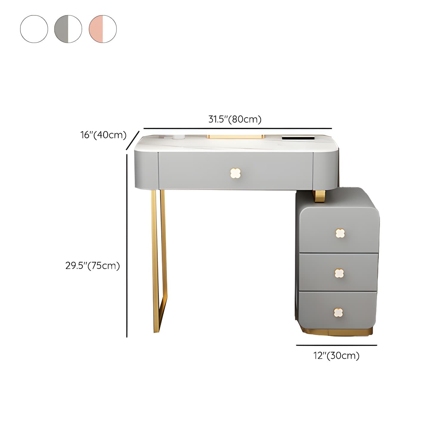 Contemporary Wooden Make-up Vanity with Storage Drawers in Rectangle - image 17