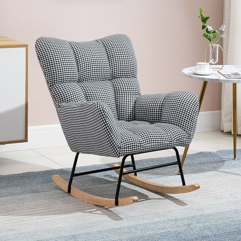 Modish Upholstered Cushioned Rocking Accent Chair 2 Piece Set with Footstool & Recessed Arm, Scratch-tolerant - image 7