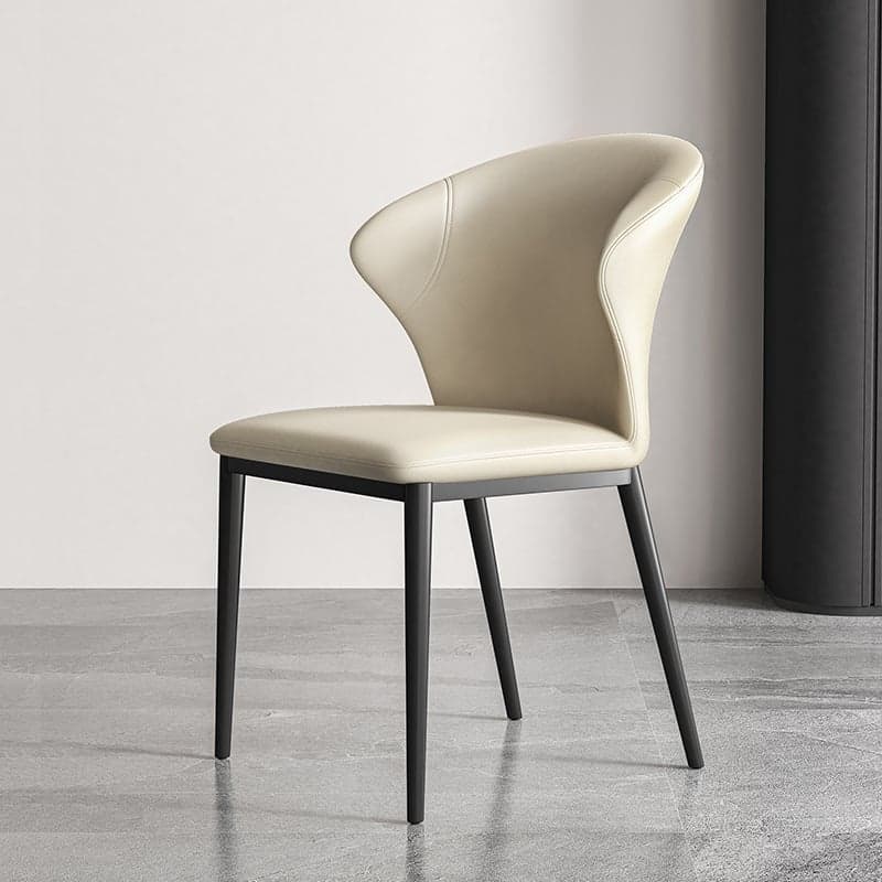 Modish Side Chair with Wing Chair Back, Padded Upholstery, Midnight Black Metal Legs
