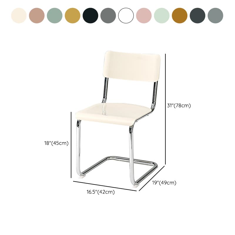 Cantilever Stable Armless Chair with Foot Pads, Open Back and Metal Base in a Modern Style - image 16