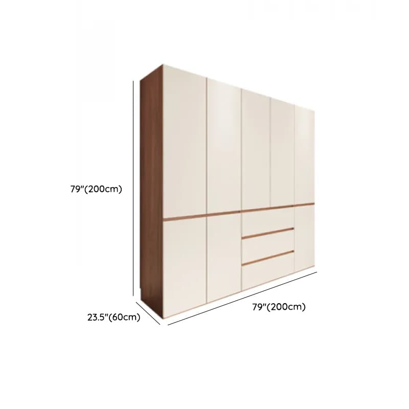 Beige Minimalist Manufactured Wood Wardrobe Closet with Soft Close Drawer, Soft Close Door, Interior Shelves, and Clothing Rod - image 11
