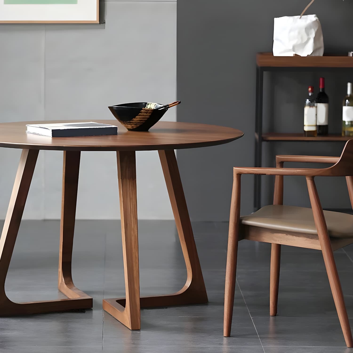 Round Dining Room Table Set 1/2/4 Pieces Modern Solid Wood Dining Room and Arm Chairs