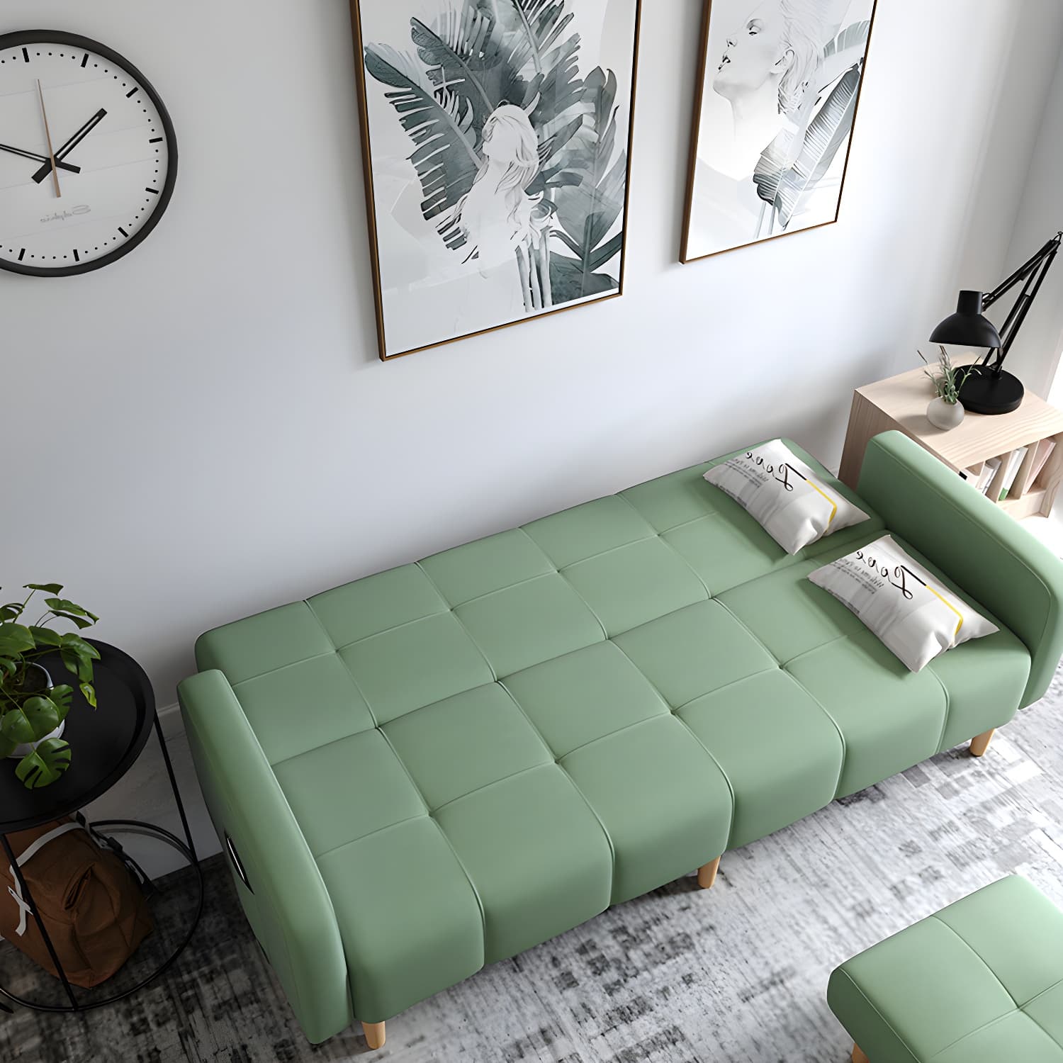 Living Room Linen Chesterfield Sofa with Wooden Legs Square Arm Loveseat - image 17