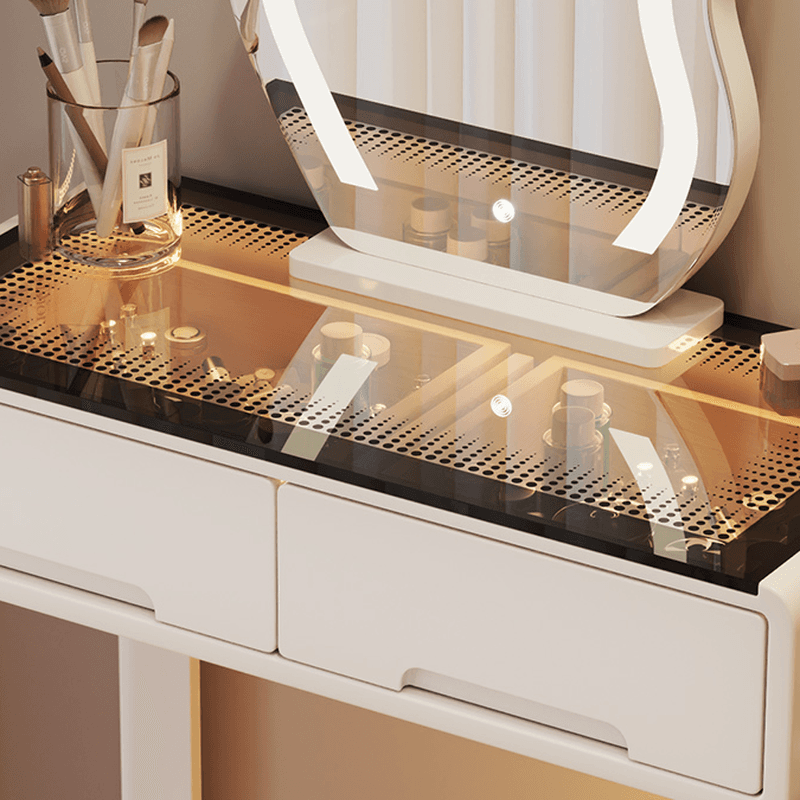 Elegant Vanity Set with Lighting, Electrical Outlet, and Push-Pull Functionality - image 9
