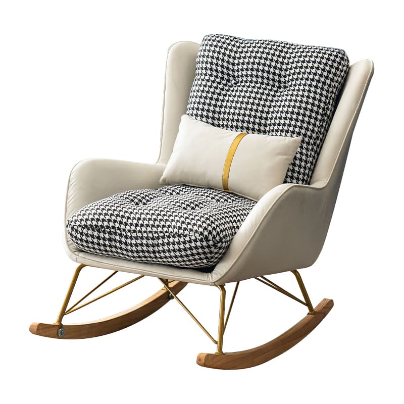 Ergonomic Stationary Round Arm Living Spaces Rocking Chair with Rear, Winged-back Chair - image 14