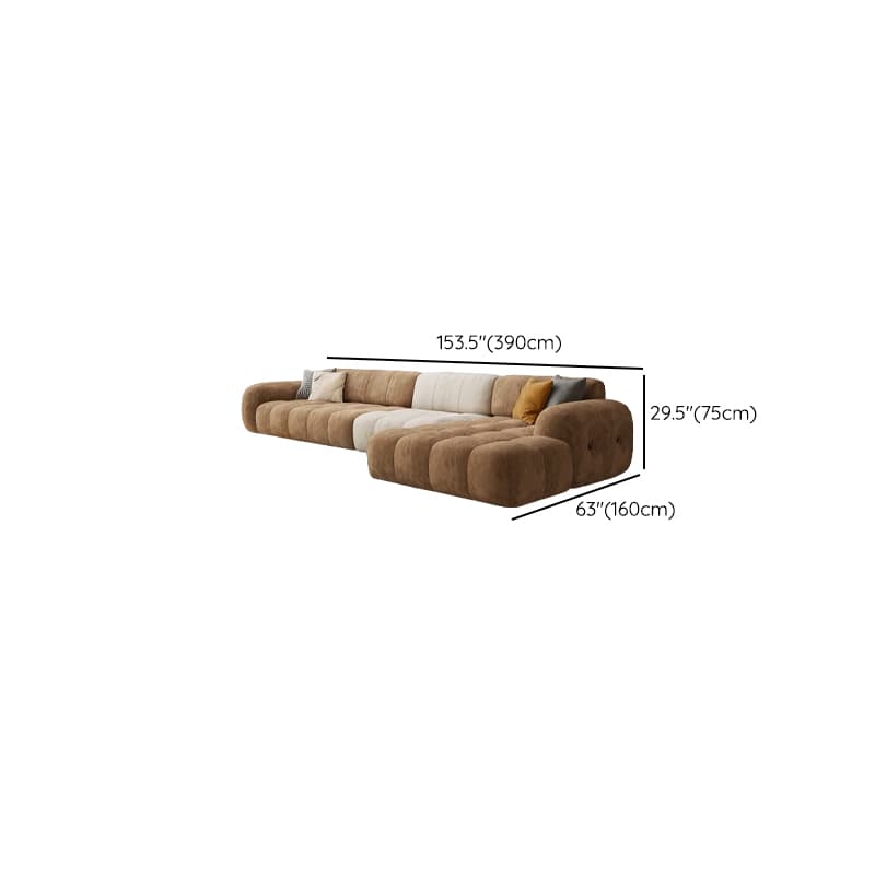 Channel Back L-Shape/Straight Right Hand Facing/Horizontal Sofa Recliner/Sofa Couch in Brown/Beige with Concealed Support & Pine Wood Frame for Living Room - image 27