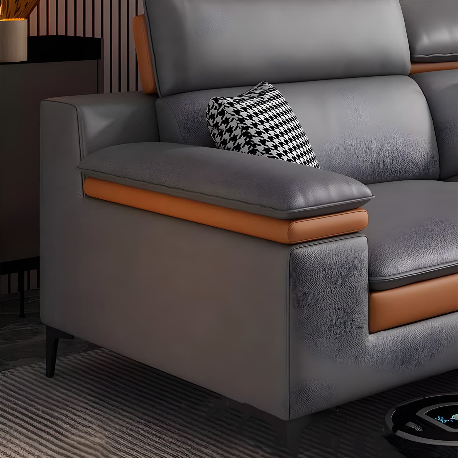 Modern Gray Tech Cloth Sectional Sofa with Adjustable Headrest - image 6