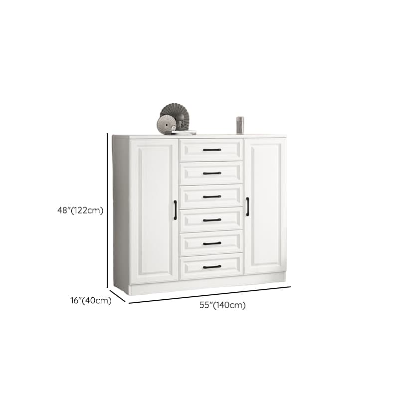 Modern Standalone Timber Utility Cabinet with Storage Drawer and Pull Bars in White - image 16