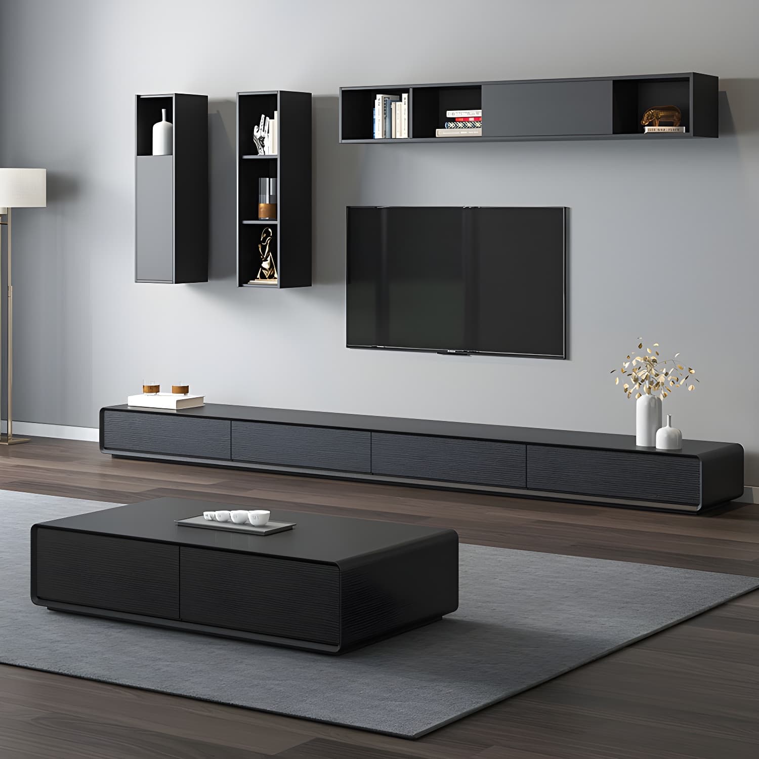 Contemporary 15.75-inch D TV Console Wooden TV Stand for TVs with Drawers - image 11