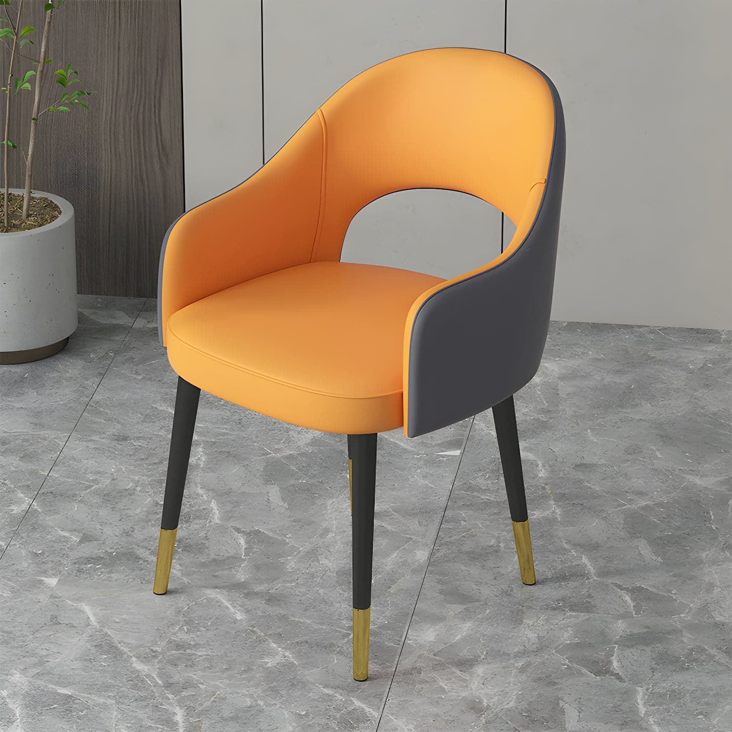 Contemporary Leather Dining Room Chairs Open Back Dining Side Chair for Home Use - image 3