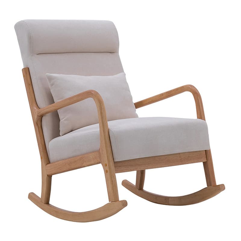 Indoor Use White Cotton Stationary Rocking Chair with Back & Arm - image 9