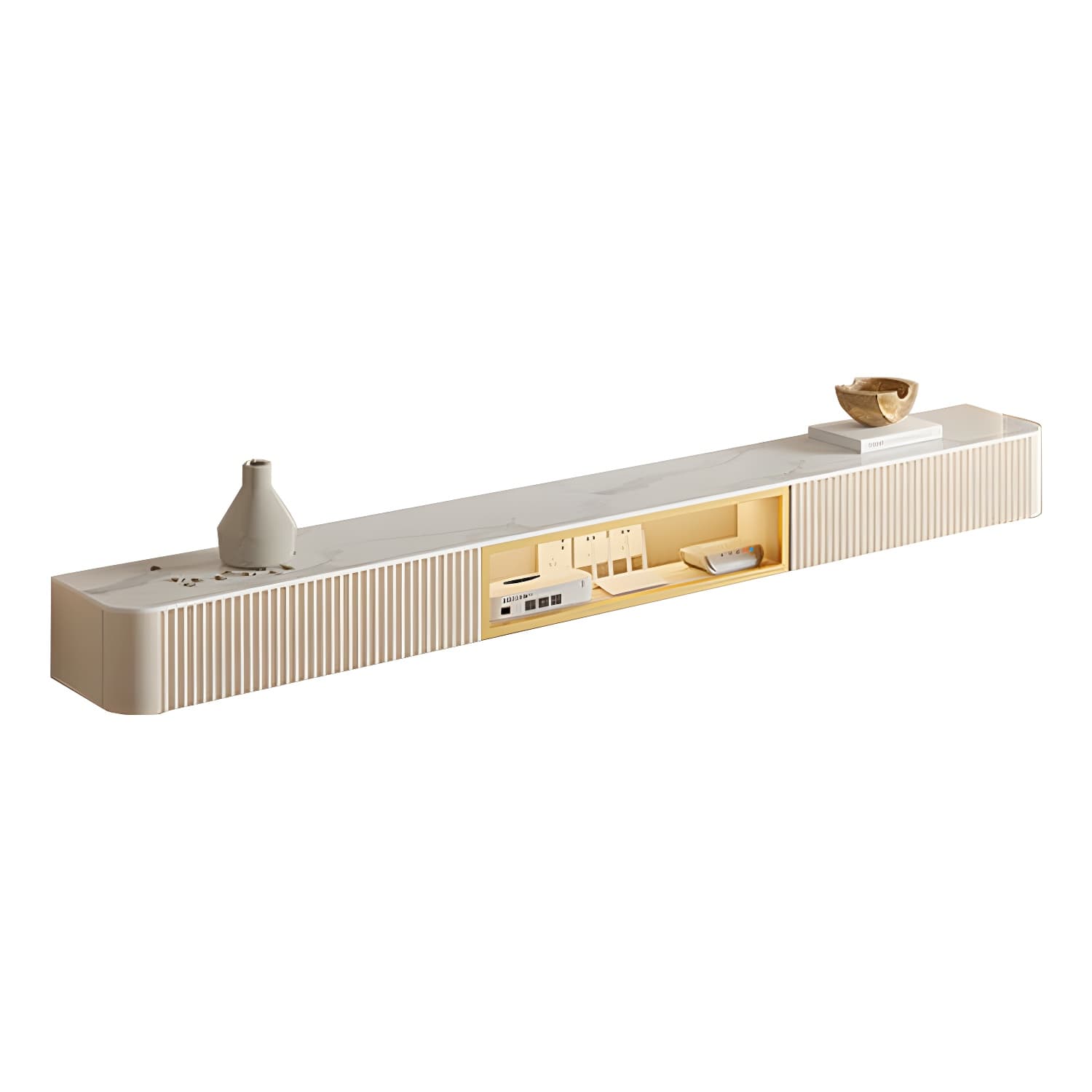 Contemporary TV Media Stand with Drawers Floating TV Stand Console - image 5