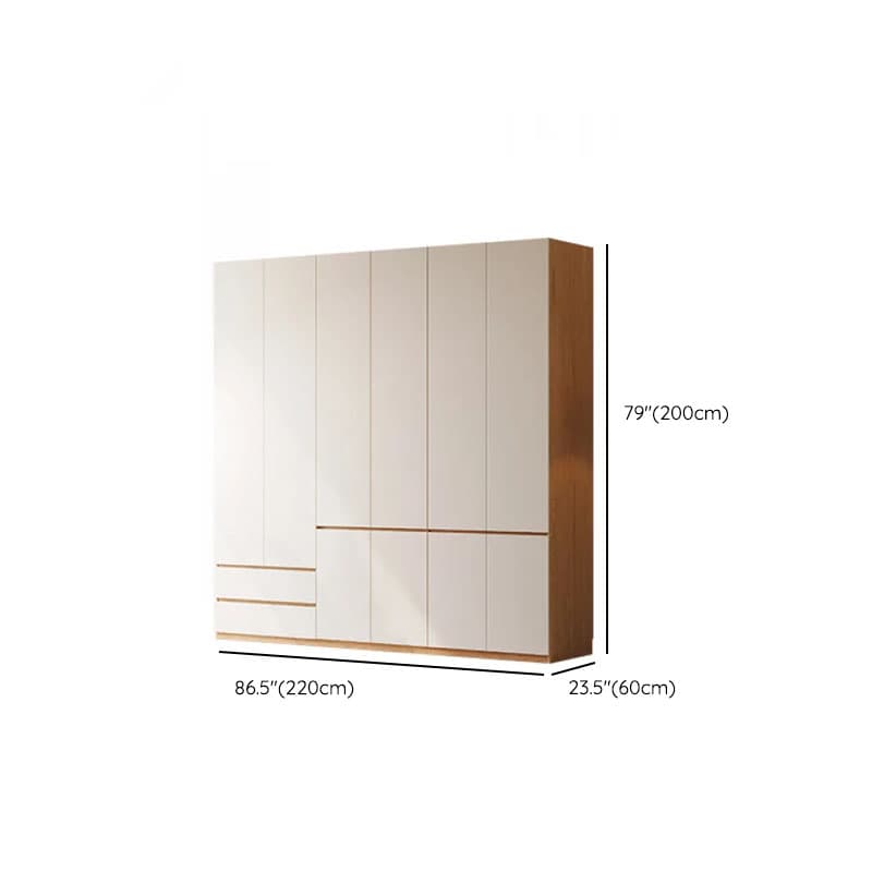 White Minimalist Manufactured Wood Wardrobe Closet with Soft Close Drawer, Soft Close Door, Interior Shelves, and Clothing Rod - image 14