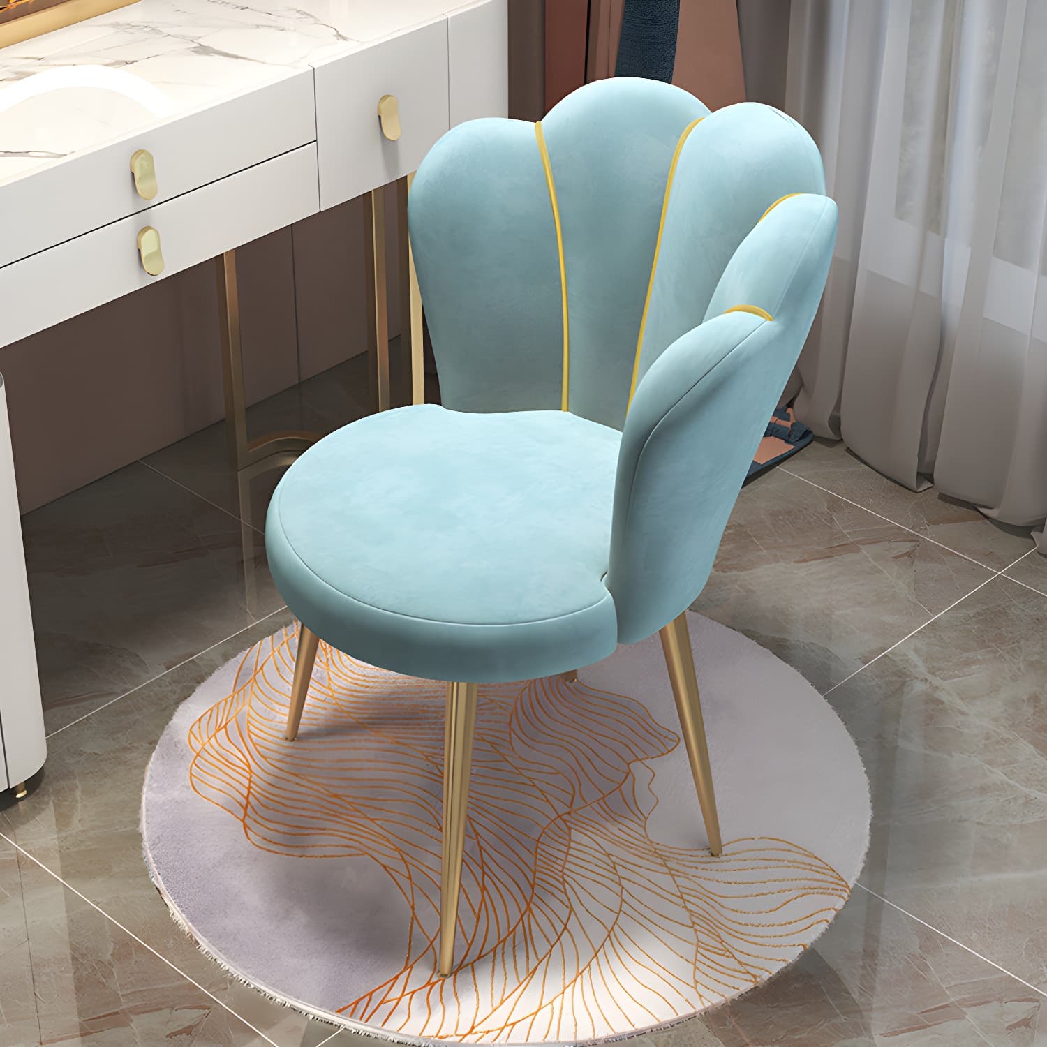 Scandinavian Style Velvet Armless Dining Chair Solid Back Single Dining Chair - image 5