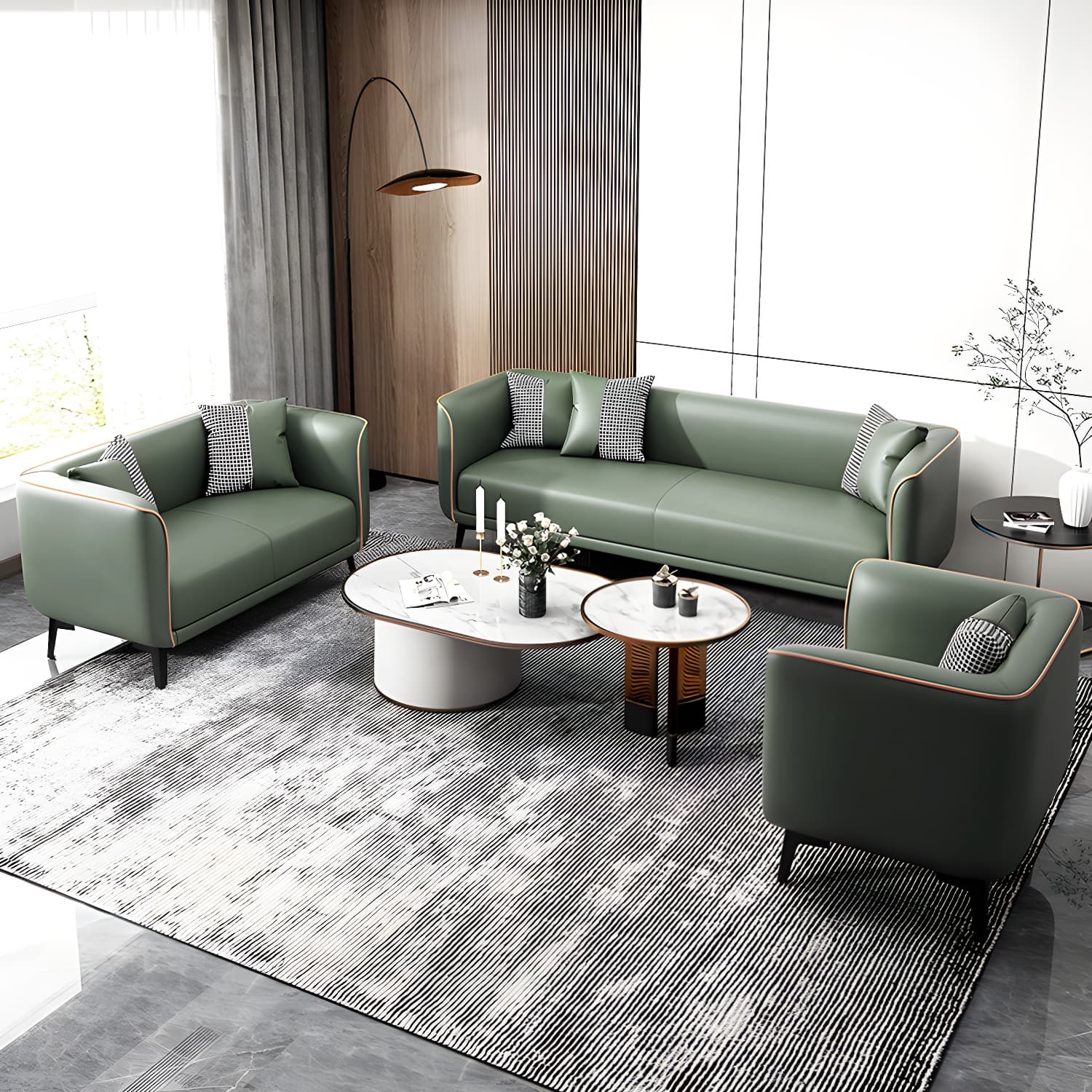 Modern Square Arm Standard Sofa Metal Legs Settee for Living Room - image 12