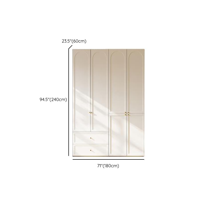 White Minimalist Manufactured Wood Wardrobe Closet with 2 Drawers, Soft Close Door, Interior Shelves, and Clothing Rod - image 18