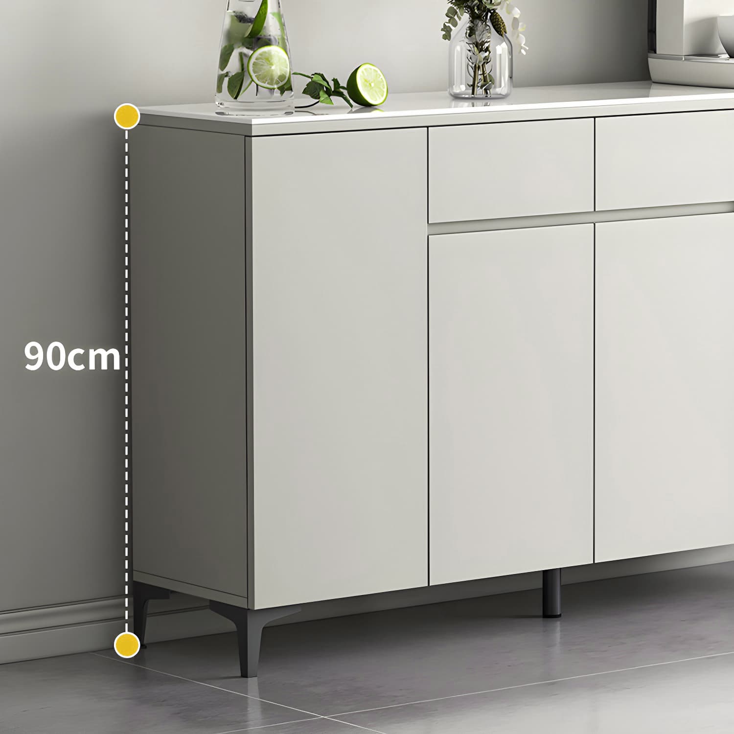 Contemporary Living Room Stone Top Sideboard with Doors and Drawers - image 8
