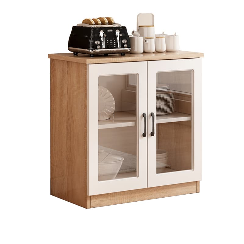 Modern Wood Buffet Cabinet with Glass Doors and Shelves - Full Assembly Needed