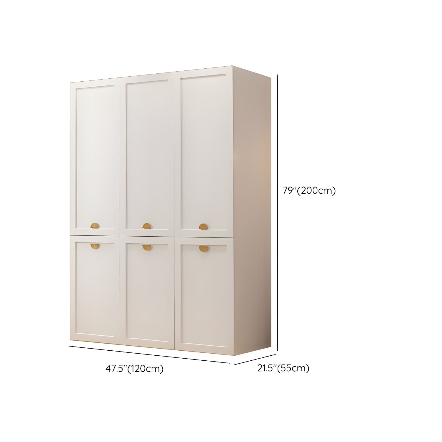 Modern Solid Color Shelves Hinged Doors Cloth Rod Included Cabinet in Beige - image 19