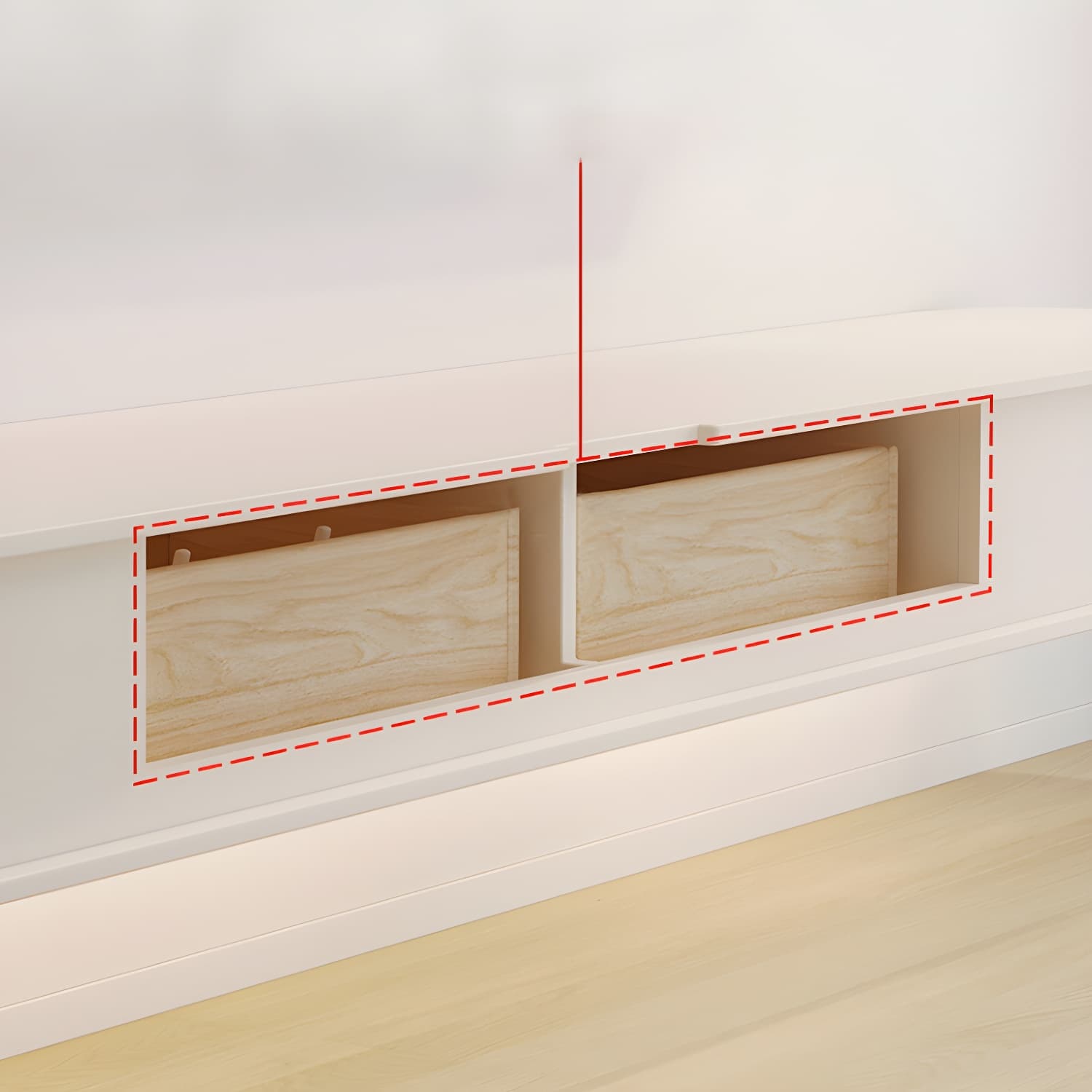 Stone TV Media Console Floating Stand Console with 2 Drawers - image 8