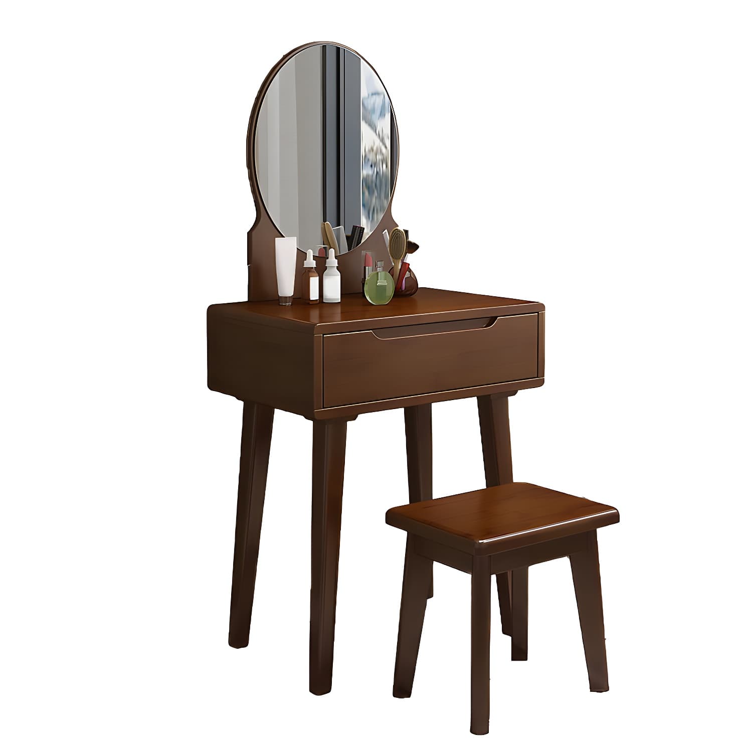 Scandinavian Vanity Makeup Table Set Solid Wood Dressing Table Stool Set - image 14