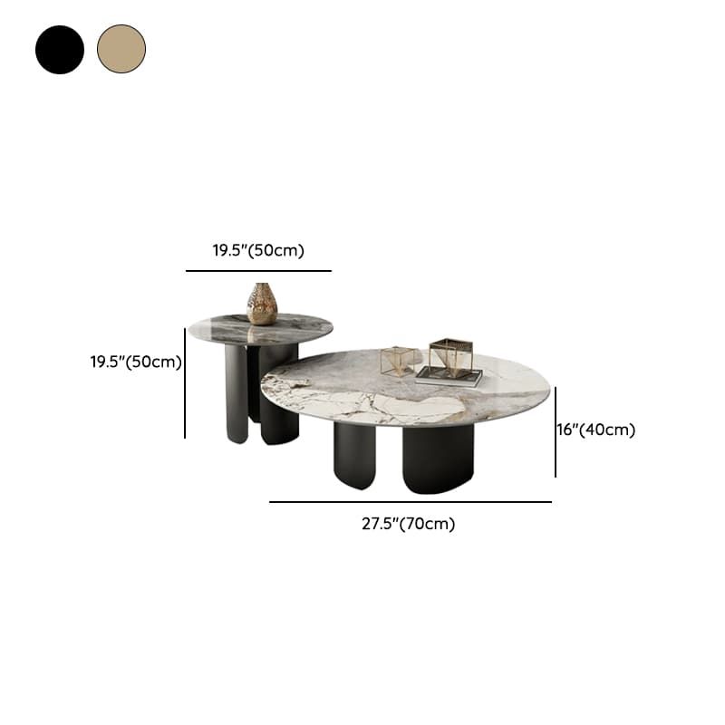 Glam Style Round Coffee Table with Sleek Stone Top and Sturdy Iron Base - image 15