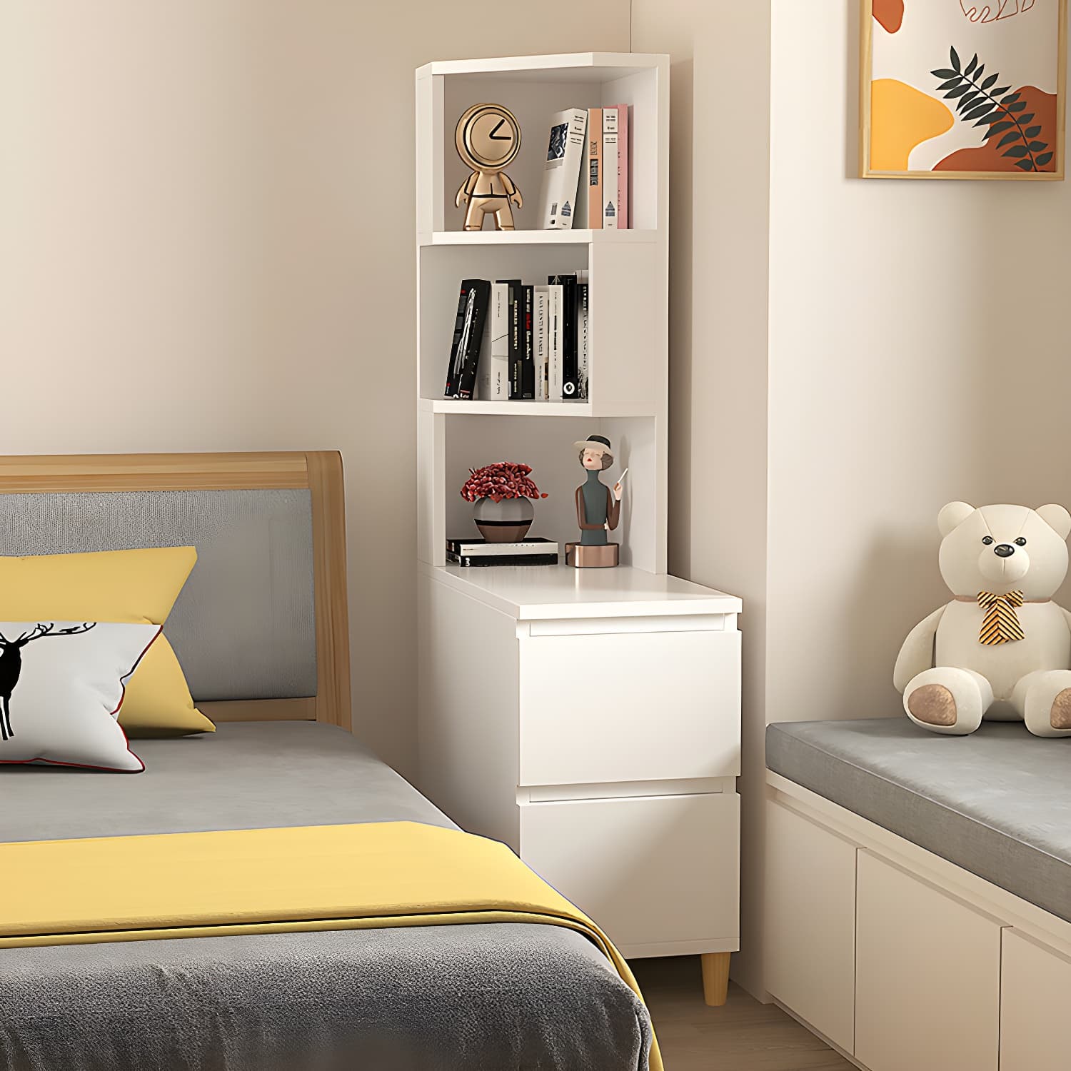 31" Wide Contemporary Corner 2 - Drawer Accent Chest with Shelves - image 6