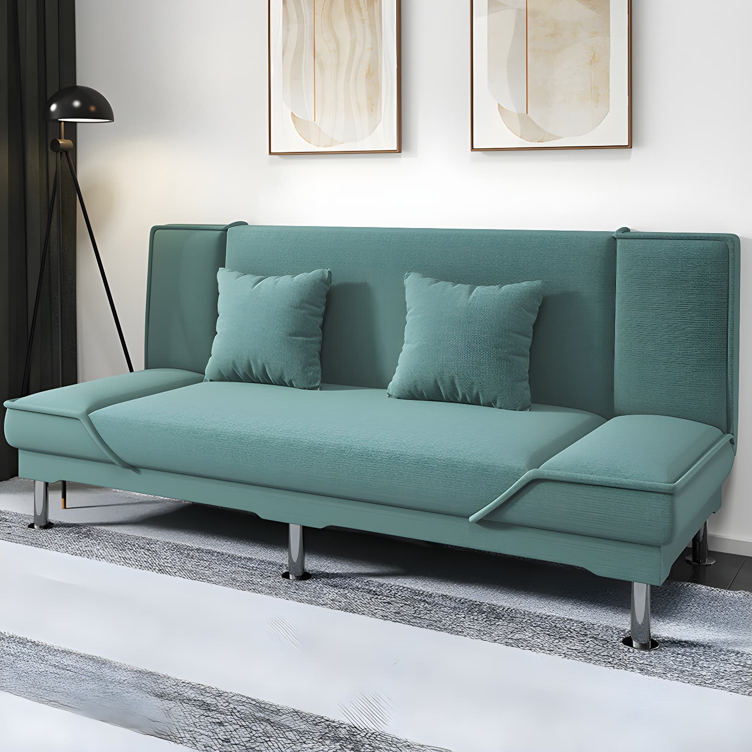 Contemporary Armless Convertible Sofa Linen Foldable Sofa for Apartment - image 5
