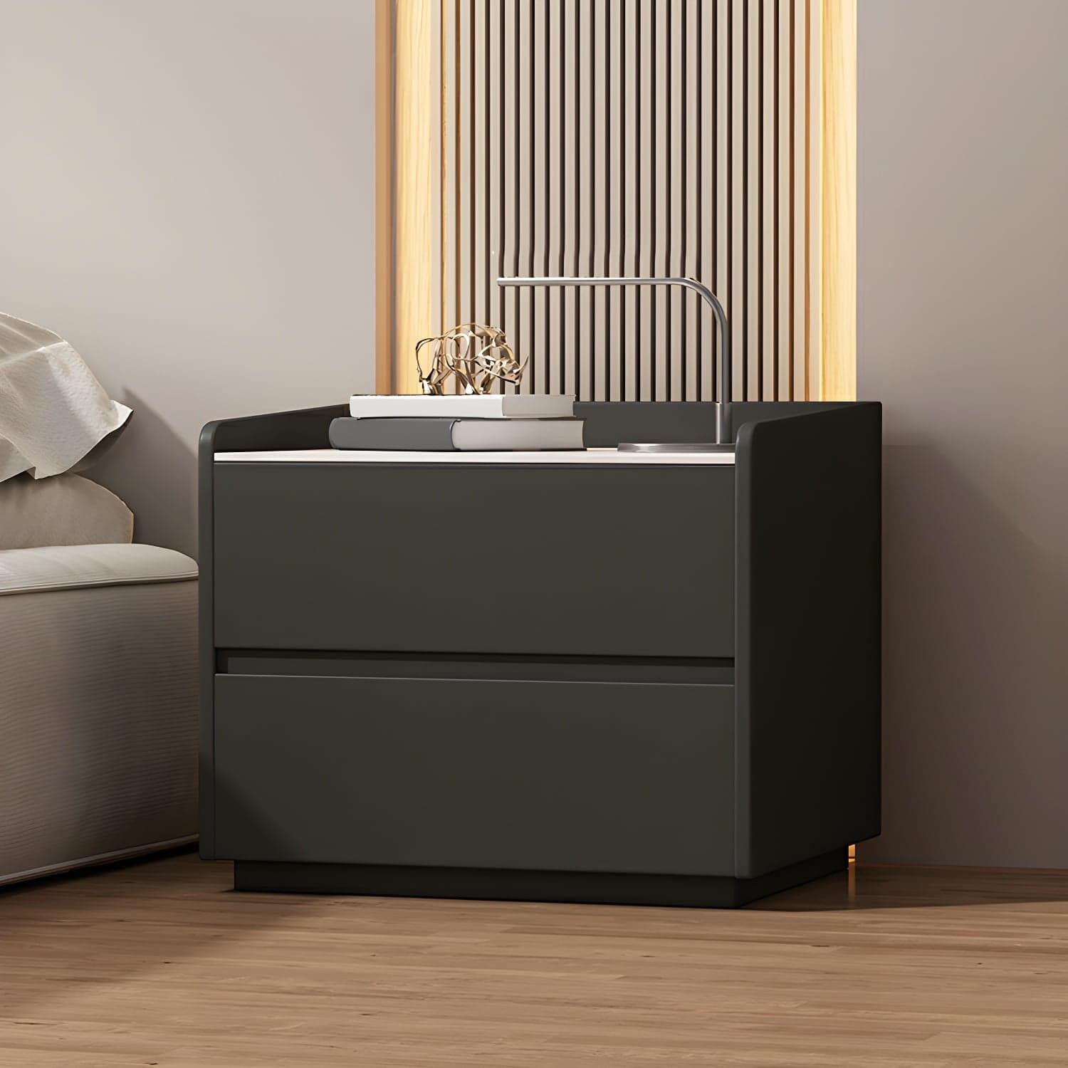 White Slate Countertop Nightstands Increase The Surrounding Height to Prevent Falling - image 3