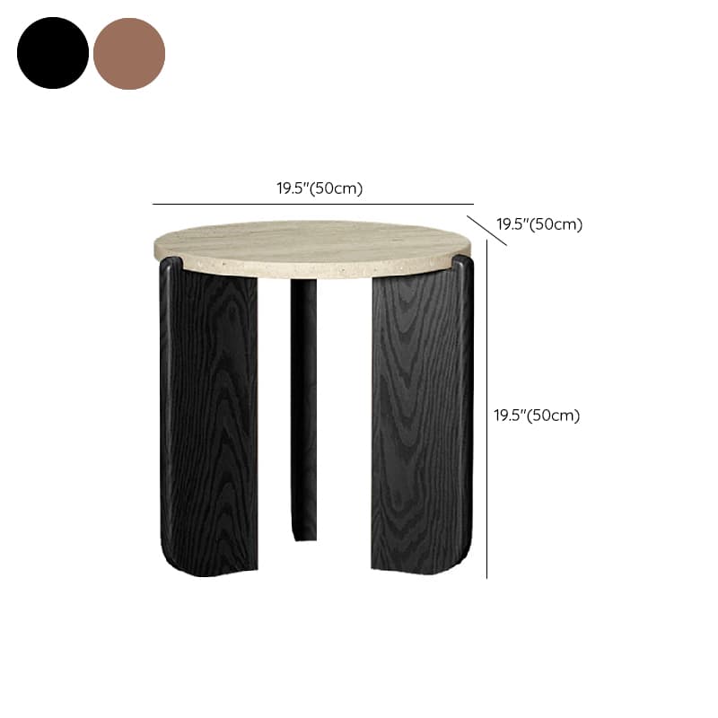 Orbicular Travertine/Lumber Coffee Table with Wooden Legs for Home - image 11
