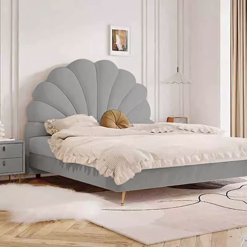 Modish Style Panel Headboard with No Distressing in Timber, Featuring Arched Shape for Twin XL/Full/Queen Bed, Sponge Upholstery Fill, Standard Height