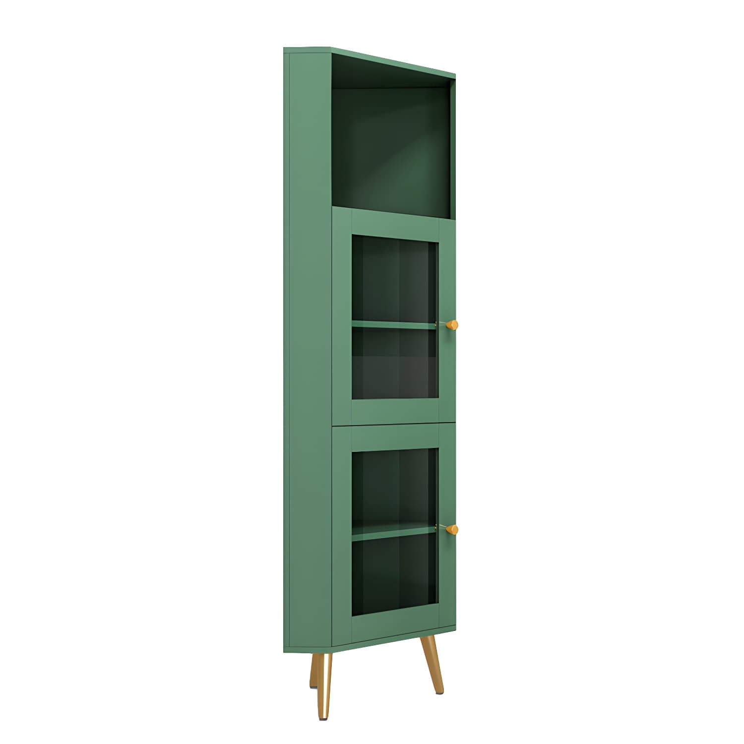 Wooden Storage Cabinet with 2 Glass Doors and Storage Shelf Modern - image 6